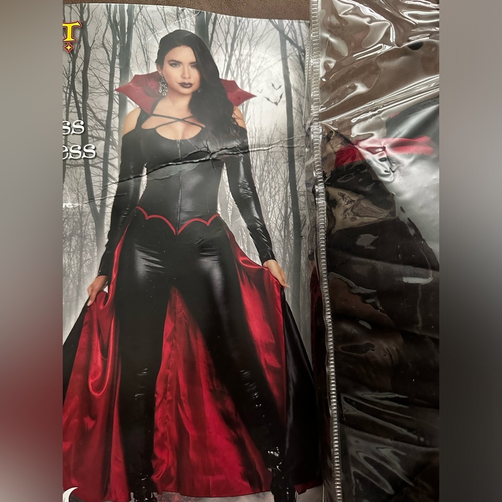 Yandy Black and Red Vampiress Jumpsuit with Dramatic Cape